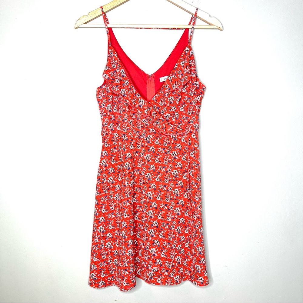 Speechless NWT  Wrap Dress Womens Medium Floral Orange‎ Ruffle Trim Boho